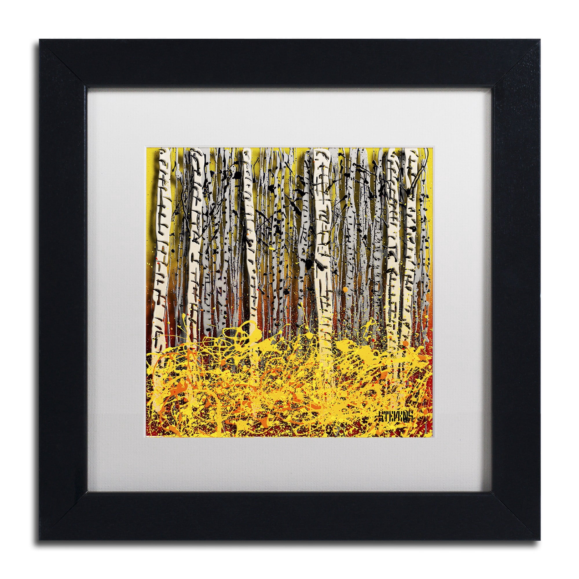 Trademark Fine Art "Fall Aspens" Canvas Art by Roderick Stevens, White Matte, Black Frame