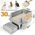 thumbnail image 2 of Kalolary Stainless Steel Cat Litter Box with Lid, Enclosed Removable Metal Litter Tray for Large Cat with High Sided Enclosure, Scoop, Pedal, Anti-Leakage, Non-Sticky, Easy Cleaning (Grey), 2 of 7
