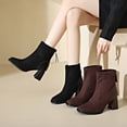 thumbnail image 4 of NECHOLOGY Botas Mujer Zapatos Botines para mujer Botas de ante de tacón medio con punta cuadrada y tacón cuadrado para mujer, botines antideslizantes con cremallera en la espalda (Black, 6.5), 4 of 5