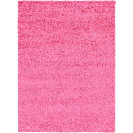 Unique Loom Indoor Rectangular Solid Print Modern Area Rugs Pink, 8 0 x 11 0