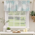 thumbnail image 2 of Aqua White Curtain Valances for Windows, Kitchen Valance Window Treatments Panel 2 Pack, Abstract Grey Chrysanthemum Flower Floral Rod Pocket Short Curtains for Bathroom Bedroom 54 x 18 Inch, 2 of 8