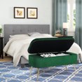 thumbnail image 2 of Homebeez Modern Velvet Storage Bench Ottoman with Padded Seat and Golden Metal Legs, Green, 2 of 5