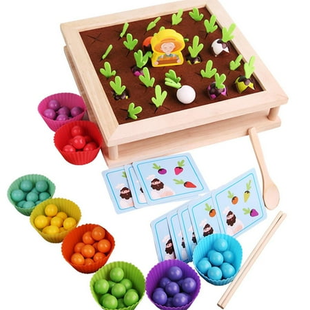 

Famure Wooden Carrots Sorting Toy - 2 in 1 Carrot Harvest Sorting&Matching Memory Toys - Montessori Toy Fine Motor Skills for Toddlers 1 2 3 Years Old