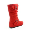 thumbnail image 2 of Klein-70 Girls Kid's Causal Flat Heel Buckles Zipper Slouchy Mid Calf Boots Shoes ( Red, 11 ), 2 of 2