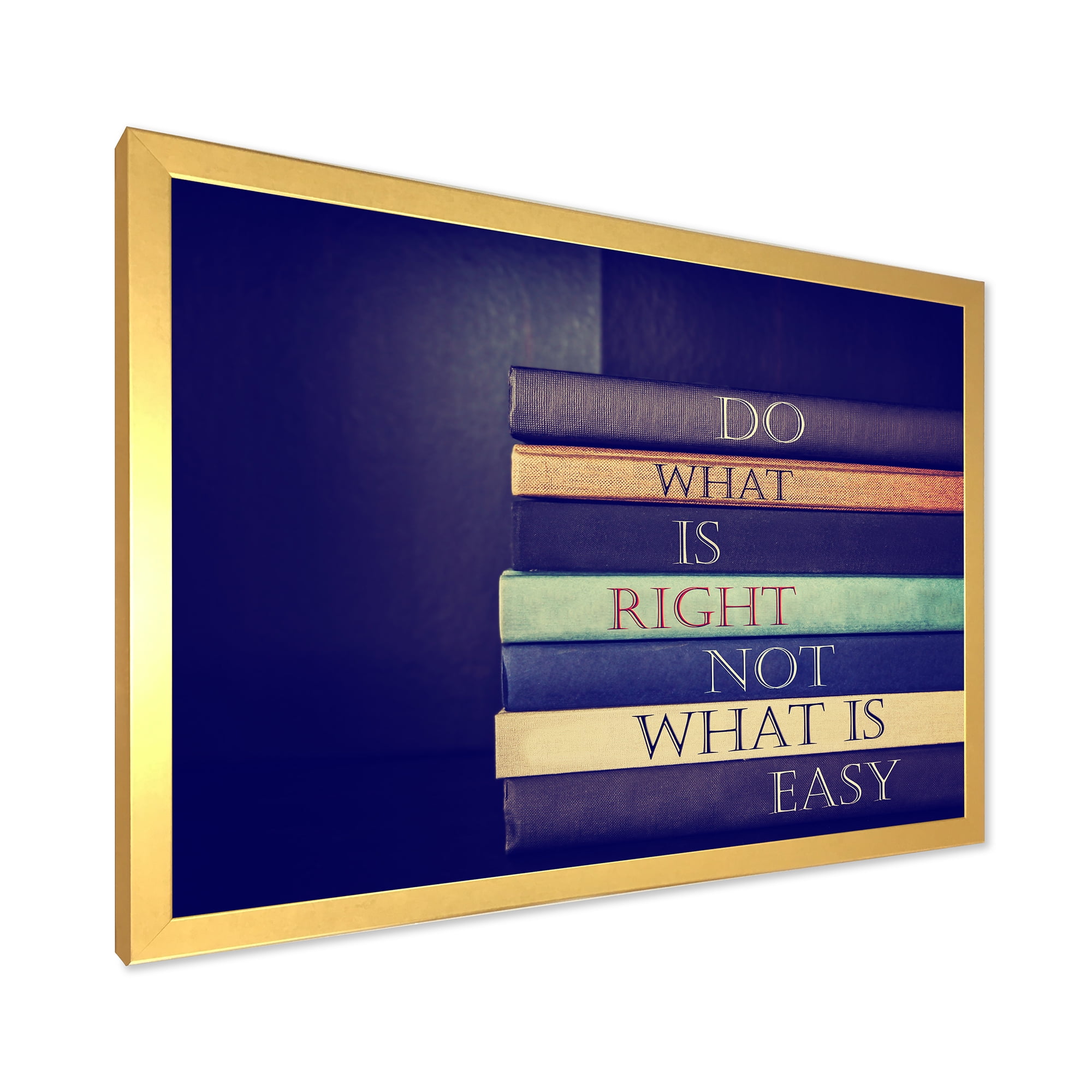 Designart 'Do What Is Right Not What Is Easy On Books' Traditional Framed Art Print