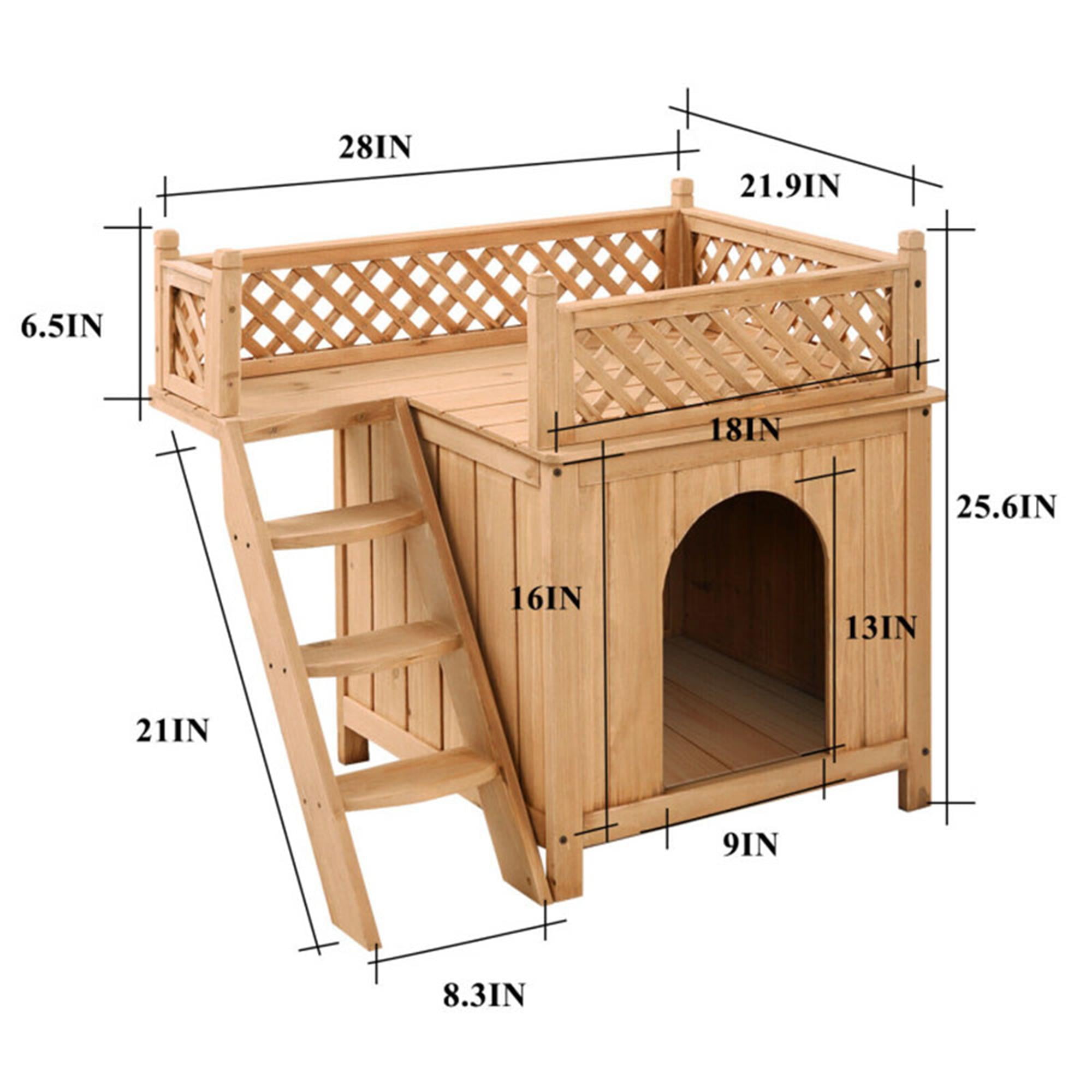 Pefilos 28" Cat House for Outdoor Cats, Weatherproof Cat Shelter with Escape Door, 2 Story Wood Cat Condo with Ladder, Brown Pefilos 28" Cat House for Outdoor Cats, Weatherproof Cat Shelter with Escape Door, 2 Story Wood Cat Condo with Ladder, Brown