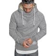 thumbnail image 4 of Sudadera con capucha de Color sólido con parches bordados a la moda con cuello levantado para primavera y otoño para hombre, 4 of 5