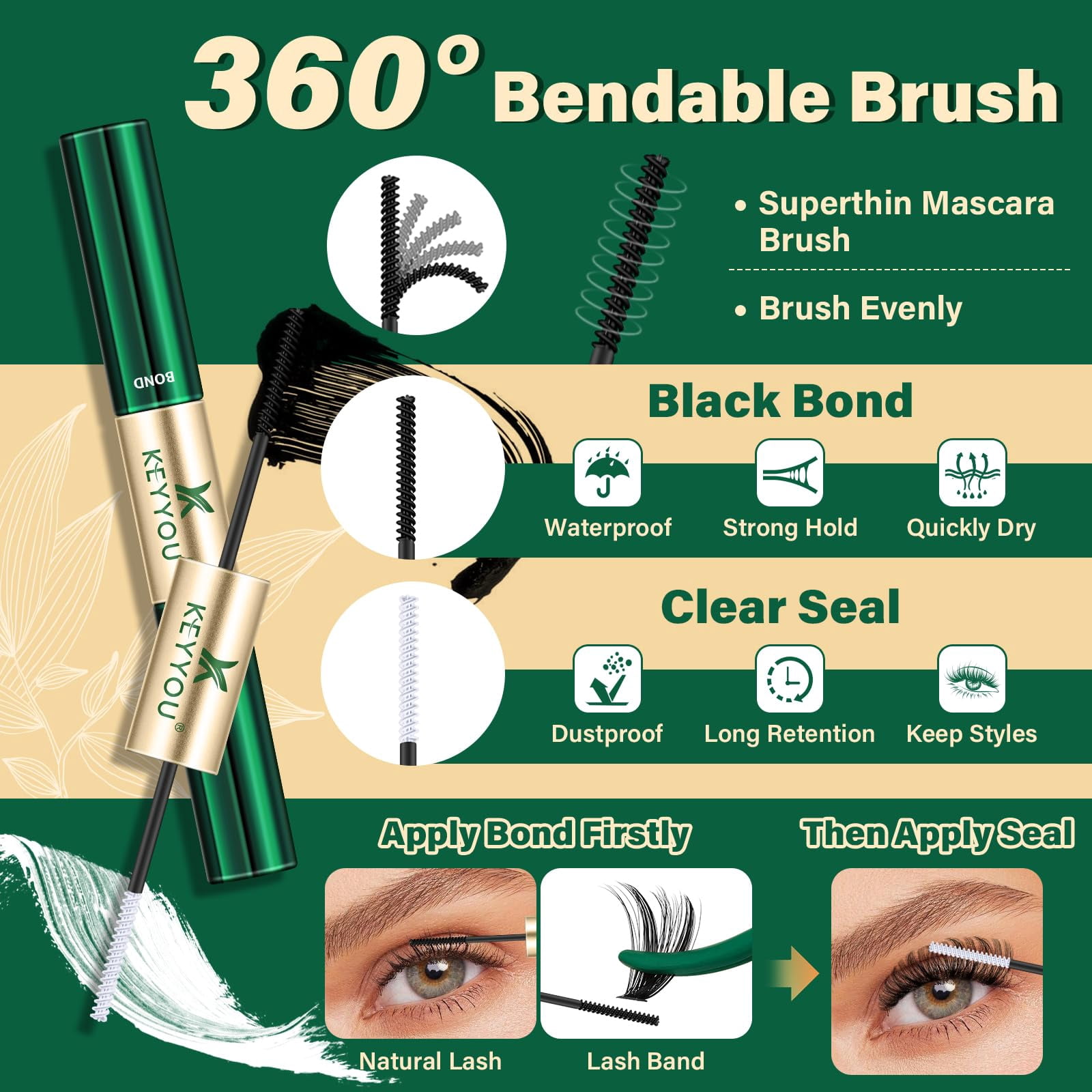KEYYOU DIY Lash Extension Kit 300pcs Soft Lash Clusters 80D C Curl Easy to Apply with Lash Bond and Seal Lash Applicator Lash Remover Eyelash Extension Kit at Home(RMkit-80D-C-9-18mix) C63