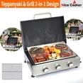thumbnail image 4 of 3-Burner Propane Gas BBQ Grill & Stainless Steel Plancha Combo, Portable for Camping & Backyard, with Regulator & Adapter, Cast Iron Grates, Enamel Body, 4 of 7