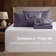 thumbnail image 2 of LammaLoe Extra Deep Pocket Queen Sheets set, Fits 18"-24" Mattress, 6 Piece Soft Microfiber Bed Sheet Sets, Purple, 2 of 8