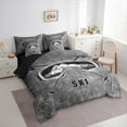 thumbnail image 3 of Manfei Ski Print Bedding Comforter Set 7 Pieces, Grunge Gray Queen Bedding Sets, Sports Theme Queen Sheet Sets, Ultra Soft Home Decor, 3 of 8