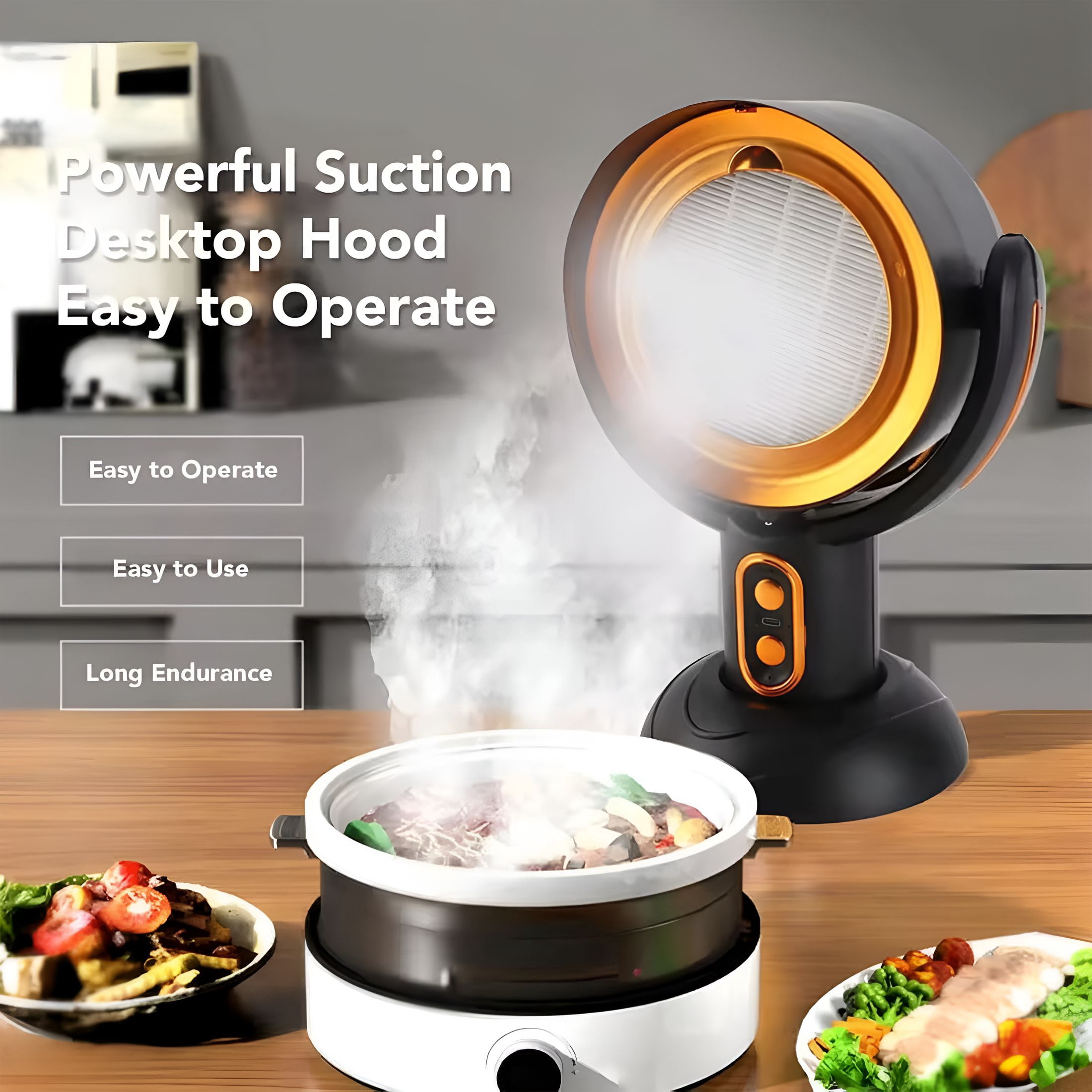 HIBIBUD Smoke Fan for Smoking Indoors,Desktop Smoke Purifier Fan,Portable Rechargeable Adjustable Angle Smoke Trap,Mini Air Purifier with Removable Washable Filter for Indoor Smoking,Cooking,Office