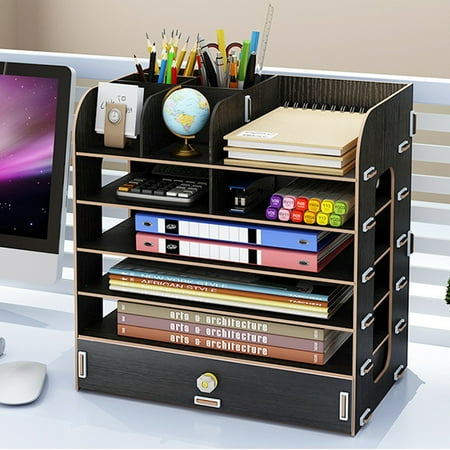 Table Crate Wooden Cosmetic Storage Box Desk Table Container Collection Box Shelf Shelves Rack for Office Home Dorm ()