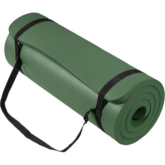 ZOPan Yoga Mat 1-Inch Extra Thick High-Density Exercise Mat with Non-Slip Surface & Carry Strap for Men & Women Tear-Resistant Pilates Workout Mat for Home Gym, Floor Fitness,Green Jasper