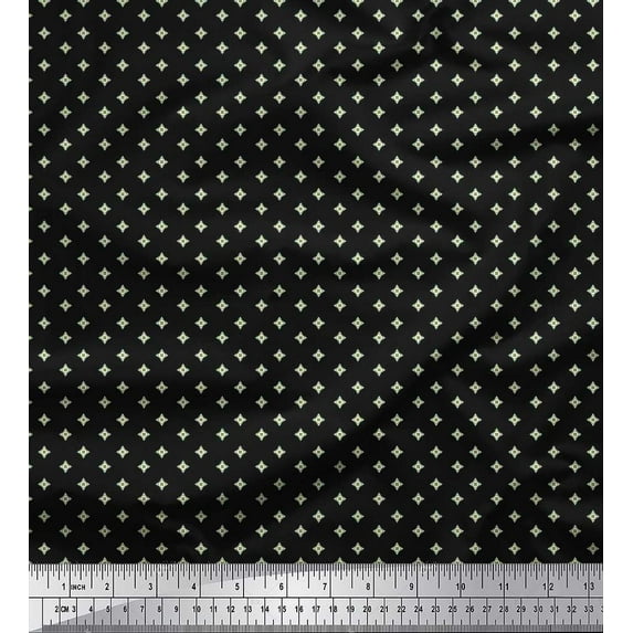 Soimoi Viscose Chiffon Fabric Geometric Star Shirting Printed Fabric 1 Yard 42 Inch Wide
