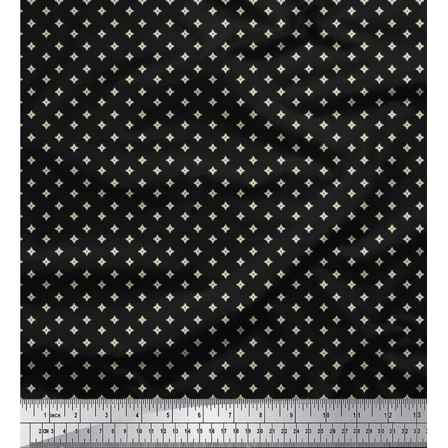 Soimoi Poly Georgette Fabric Geometric Star Shirting Fabric Prints by Yard 52 Inch Wide