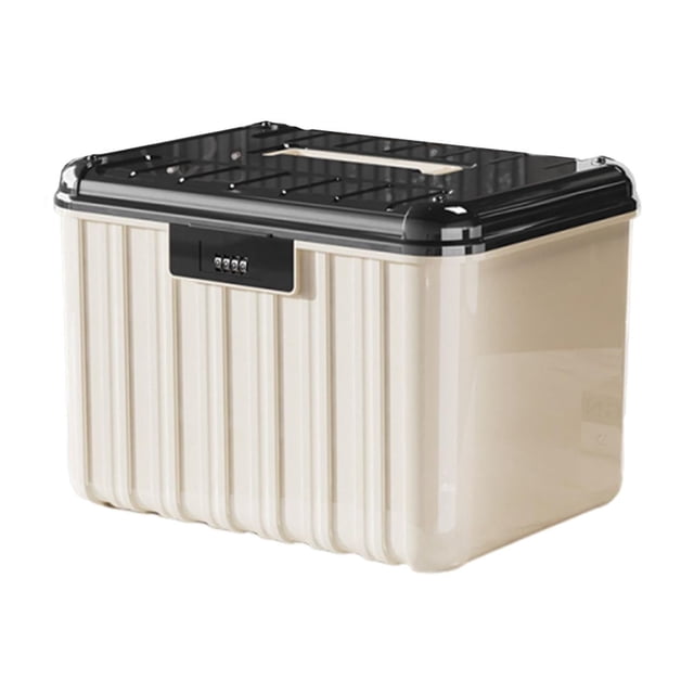 Tnarru Lockable Storage Container Bin Lidded Storage Container Stackable Document Organizer Case for Living Room School Dorm Kitchen 36.2x28.5x25.7cm