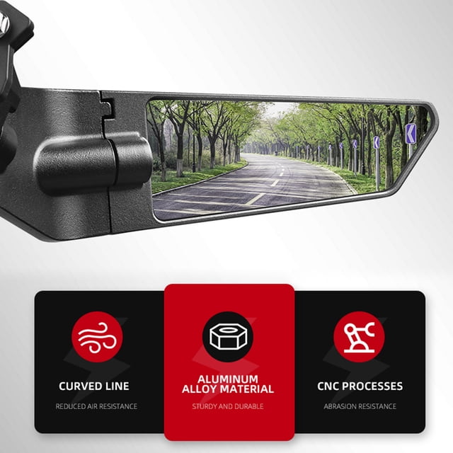 2pcs Motorcycle Wing Mirrors Replacement for Knife 180 ° Mirror Adjustable/ Curved Streamline without Light