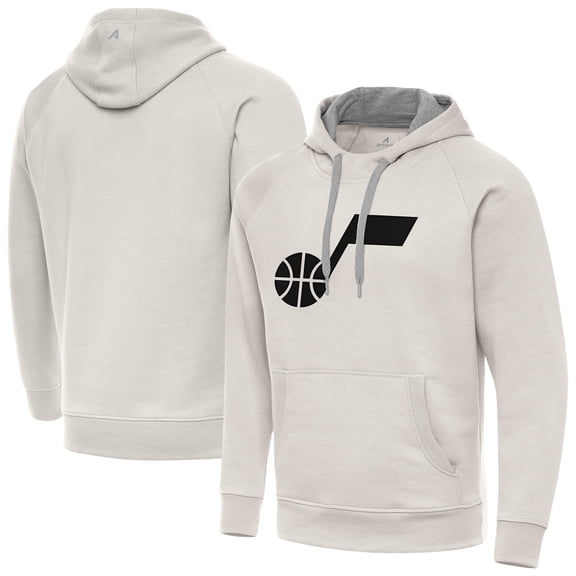 Men's Antigua Cream Utah Jazz Big Logo Victory Pullover Hoodie