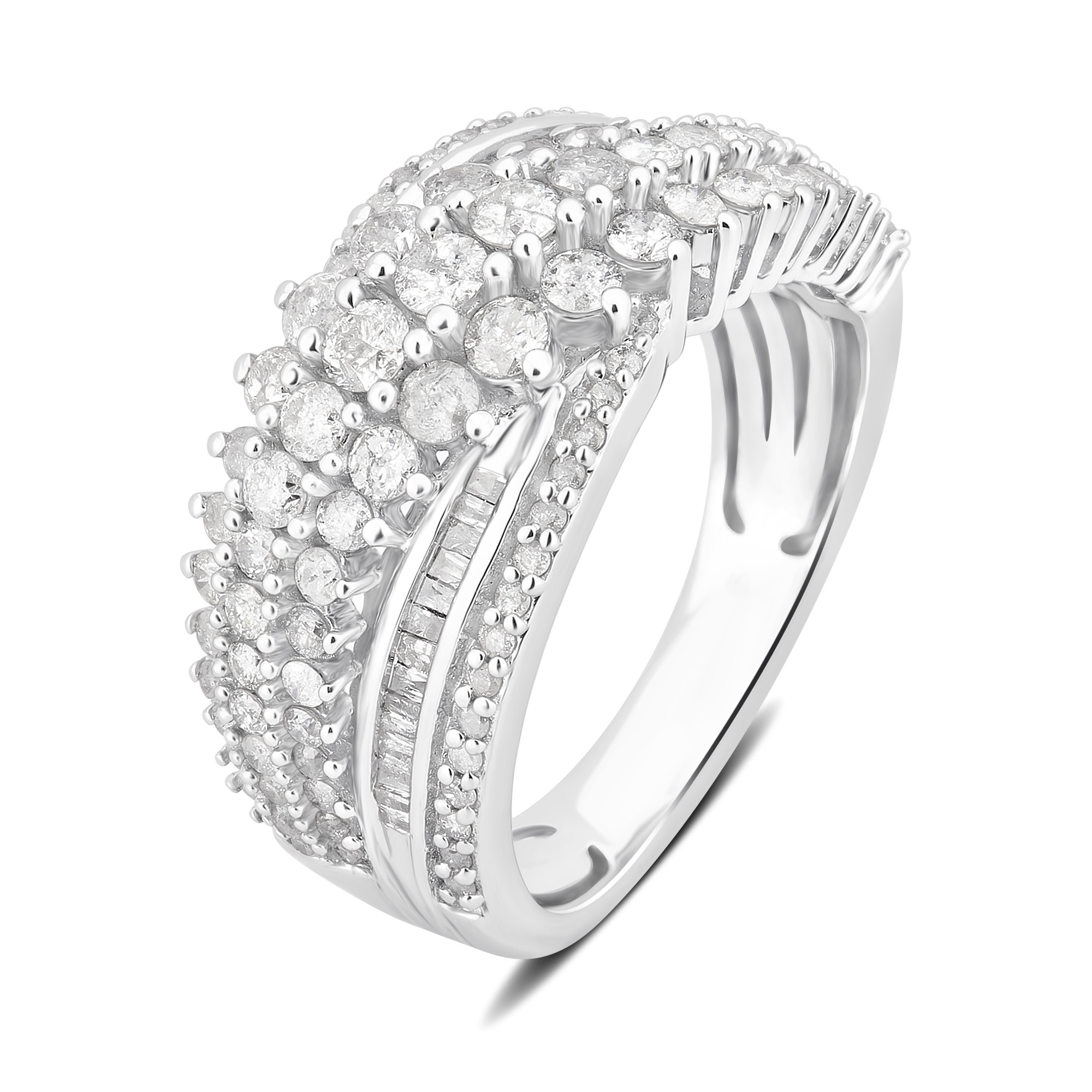 Arista 1 1/2 Carat T.W Diamond Multi Row Anniversary Ring in Sterling Silver (I-J, I2-I3)