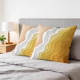 thumbnail image 6 of 16x16 Pillow Covers Set of 2, Yellow Coastal Beach Square Throw Pillow Covers for Couch/Sofa/Living Room, Farmhouse Simple Sea Waves Lines Decorative Soft Pillowcases for Couch Throw Pillows, 6 of 9