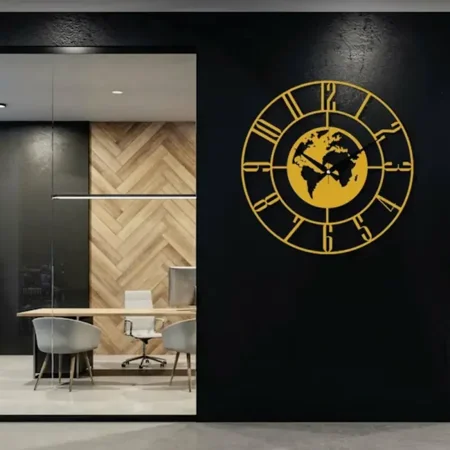 World Map Metal Wall Clock Design 5