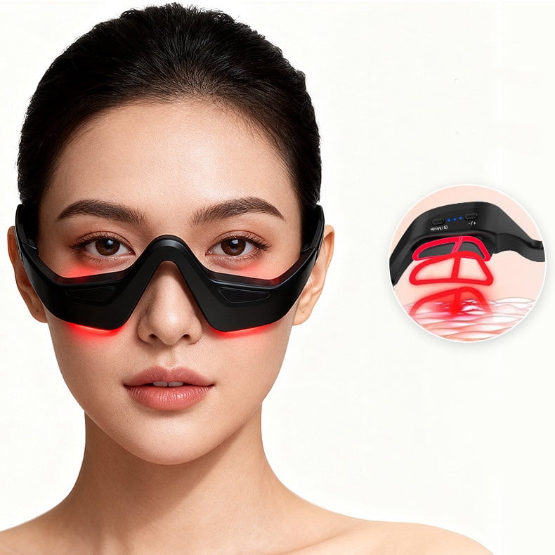 Lunxisen 2 Pcs Eye Red Light Therapy Glasses Microcurrent Massager For Eye Bags Dark Circles Wrinkles Relaxation At Home Spa Treatment