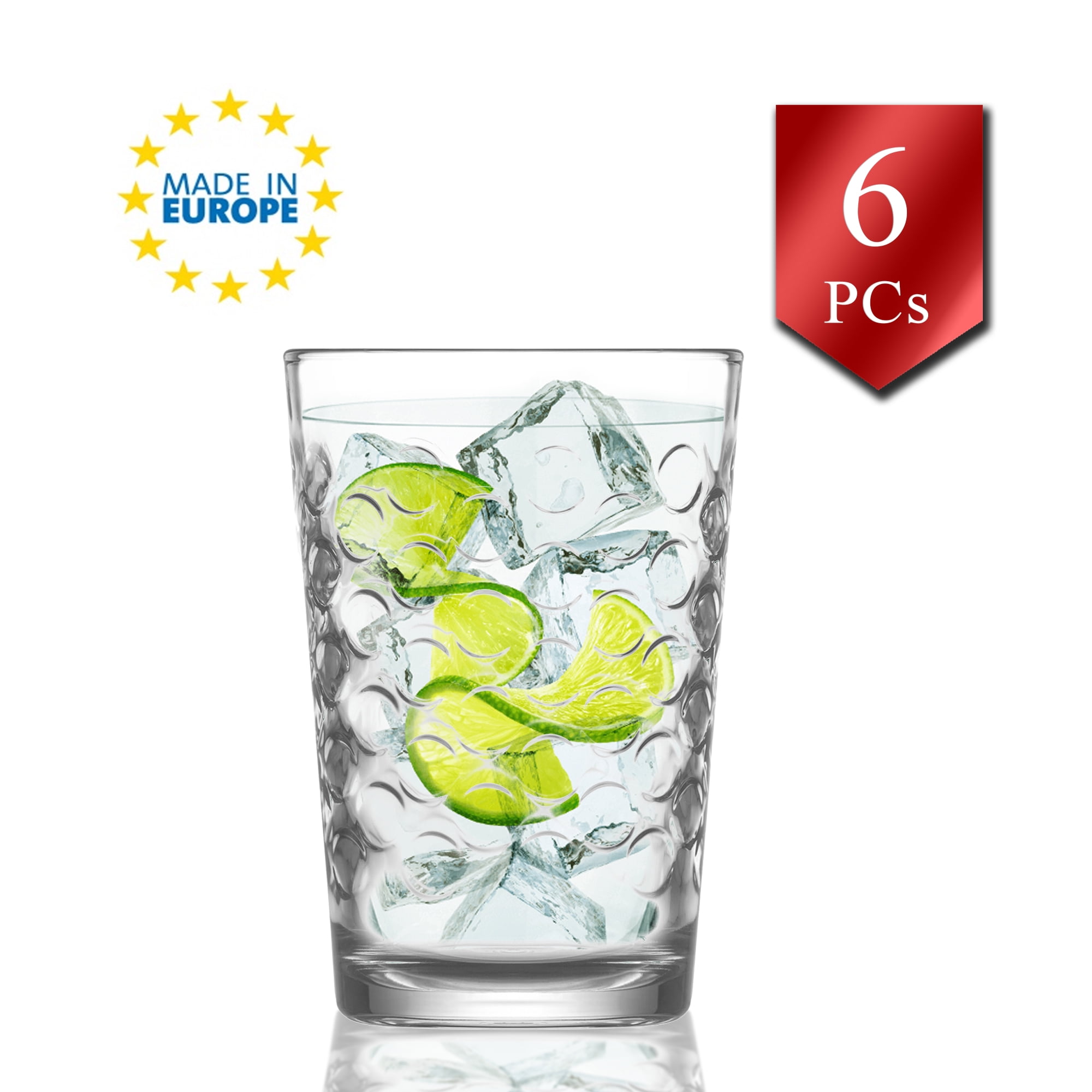 LAV Water and Juice Glasses Set of 6, Elegant Glassware, 7 oz Walmart