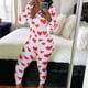 thumbnail image 2 of Mono con estampado Sexy para el Día de San Valentín para mujer, ropa de dormir de manga larga, Bodycon, pelele, pantalones, pijamas de una pieza, 2 of 4