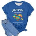 thumbnail image 4 of Wang6 Womens Oversized Short Sleeve Tshirts Casual Autism Awareness Love Educate Support Advocate Letter Printed Graphic Tees Summer Crew Neck Loose Fit Tops Blue XL, 4 of 4