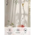 thumbnail image 6 of Sheer Curtains 54 Inch Length 2 Panels Set for Kitchen, Red Poppy Semi Sheer Curtains for Windows, Farmhouse Country Vintage Flower Leaf Plant Voile Window Treatments Rod Pocket Curtain, 6 of 7