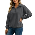 thumbnail image 5 of vdgthytj Sweatshirts for Women Long Sleeve Quarter Zip Lapel Collar Fleece Loose Fitted Fall Winter Warm Casual Pullover Tops(Medium,Gray), 5 of 7
