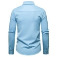thumbnail image 6 of safuny Men's Embroidered Dress Shirt Light Blue Long Sleeve Button Down Casual Slim Top Light Blue M, 6 of 9