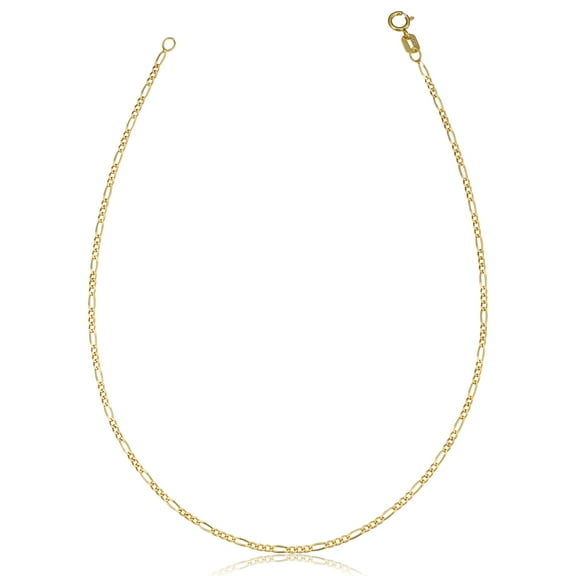 KoolJewelry 14k Yellow Gold Figaro Anklet Foot Chain Bracelet Summer Beach Jewelry (1.4 mm, 10 inch)