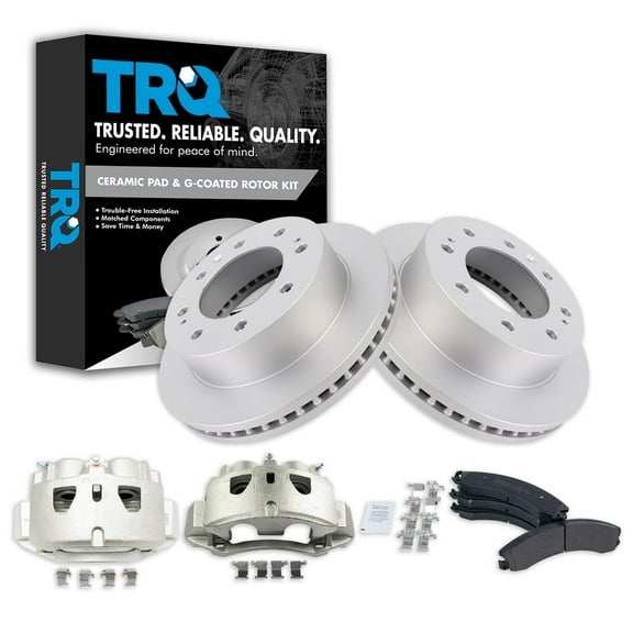 TRQ Front Metallic Pad Coated Rotor & Brake Caliper Kit Fits Select Chevy GMC Truck SUV