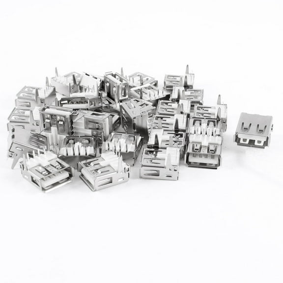 Unique Bargains 30pcs 90 Degree 4 Pins DIP Through Point USB A Female Plug Jack Socket