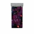 thumbnail image 2 of Ambesonne Space Fitted Sheet & Pillow Sham Set, Stardust Meteor, Queen, Magenta Blue, 2 of 3