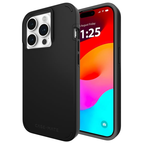 Case-Mate Tough Duo Apple iPhone 15 Pro Case [Wireless Charging Compatible] - 12ft Drop Protection - Black