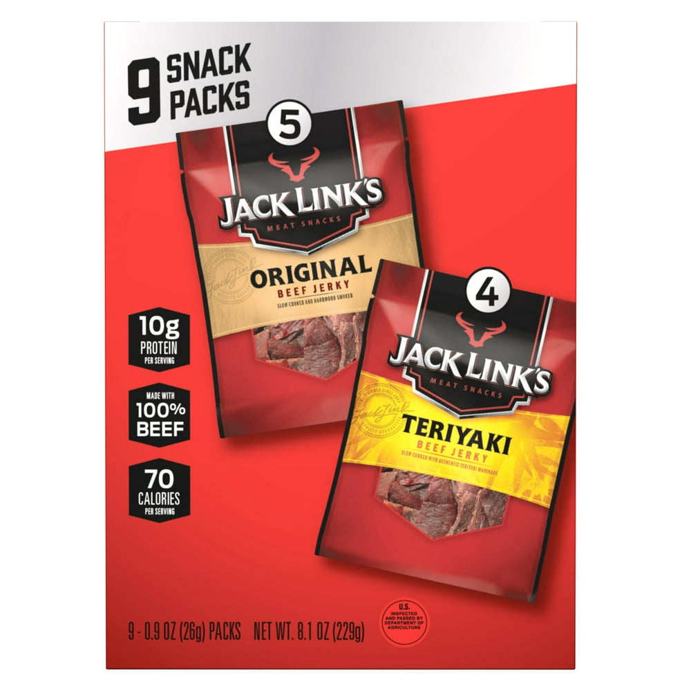 Jack Links Beef Jerky Variety Pack, Original and Teriyaki. Meat Protein