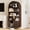 Coffee, variant on 71" Tall Arched Bookshelf, 5 Tier Modern Farmhouse Bookcase with Sliding Doors & Adjustable Shelves, Wood Display Cabinet, White
