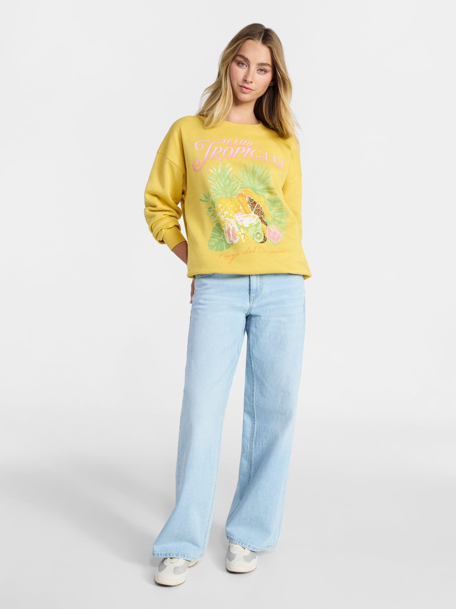 No Boundaries Graphic Crewneck Sweatshirt, Women's and Women's Plus Sizes XXS-4X