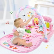 Happy Date Baby Crawling Musical Mat Baby Toys Soft Lighting Foot Piano Fitness Rack Pink Dolphin Print Toddler Gym Play Blanket