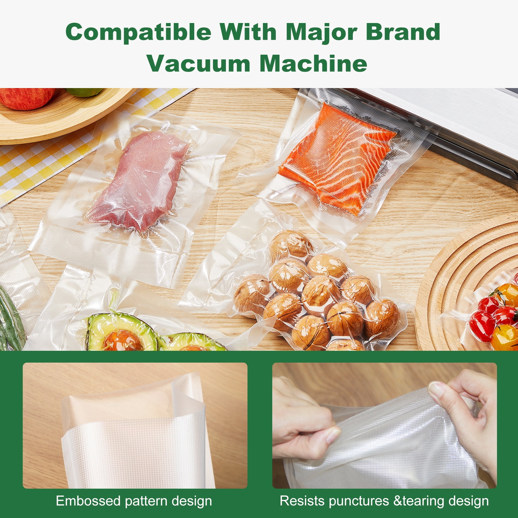 8'*10' Vacuum Food Sealer Bags for Sous Vide, Pre-Cut Textured Vacuum Bags  for Food Packaging, Safe for Freezer, Refrigerator, Frozen Bag 20X25cm -  China Plastic Food Packaging Bag and Vacuum Storage Bag