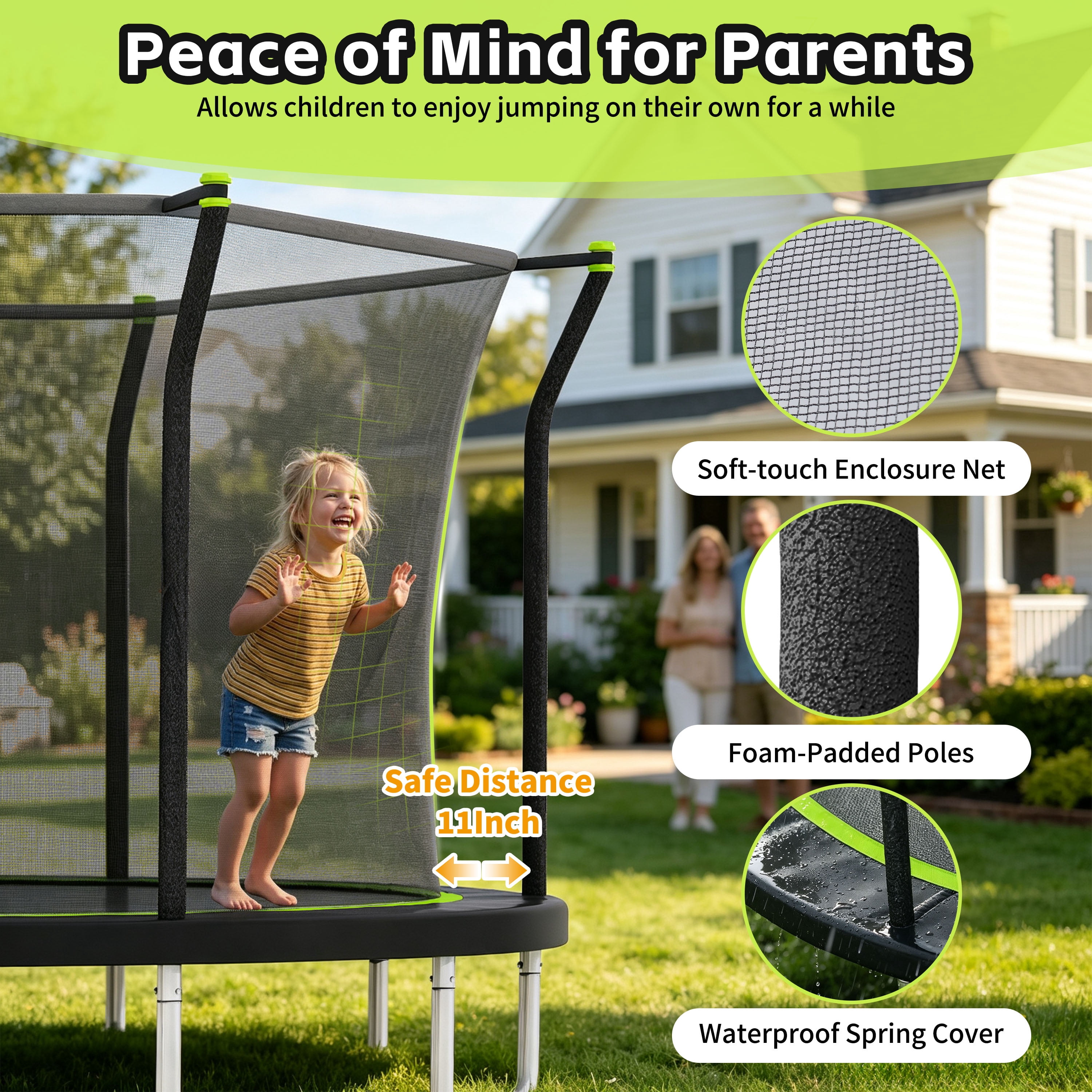 EUROCO 14FT Outdoor Trampoline for Kids and Adults with Safety Enclosure and Ladder,Round Backyard Bouncer Maximum Load Capacity for Birthday Gift