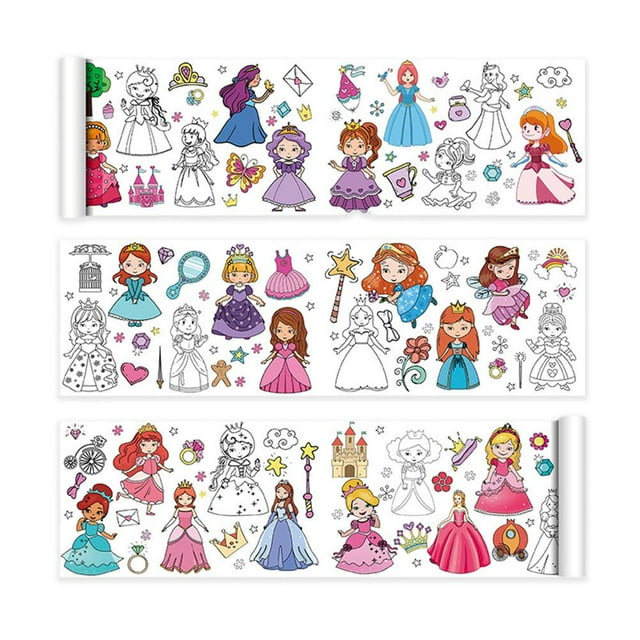 SSKFHGI Children DIY Graffiti Scroll Color Filling Paper Painting Roll Wall Mountable T2