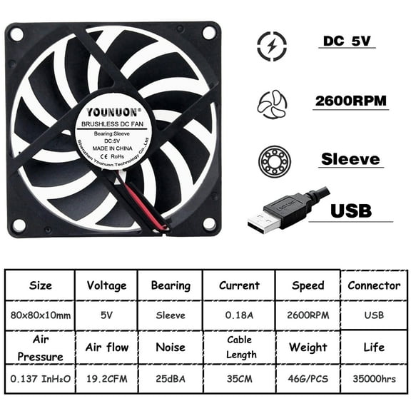 DC 5V 80mm USB Fan 8010 Cooling Cooler Fan 5V 12V 24V 80x80x10mm 8CM DC Brushless Cooling Fan PC Laptop Computer Case Fan