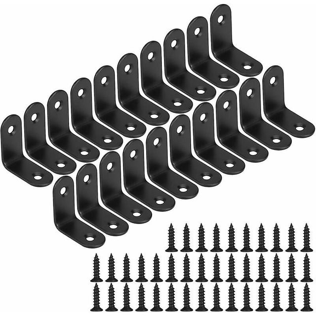 Soporte de fijación MACHAO soportes en forma de L de metal negro 20 piezas 30x30x16 mm
