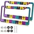 thumbnail image 2 of 2Pcs License Plate Frames Mardi Gras Universal Aluminum License Plate Holder Cover Rust-Proof Car Tag Frame with Screw Caps Home Decor, 2 of 7