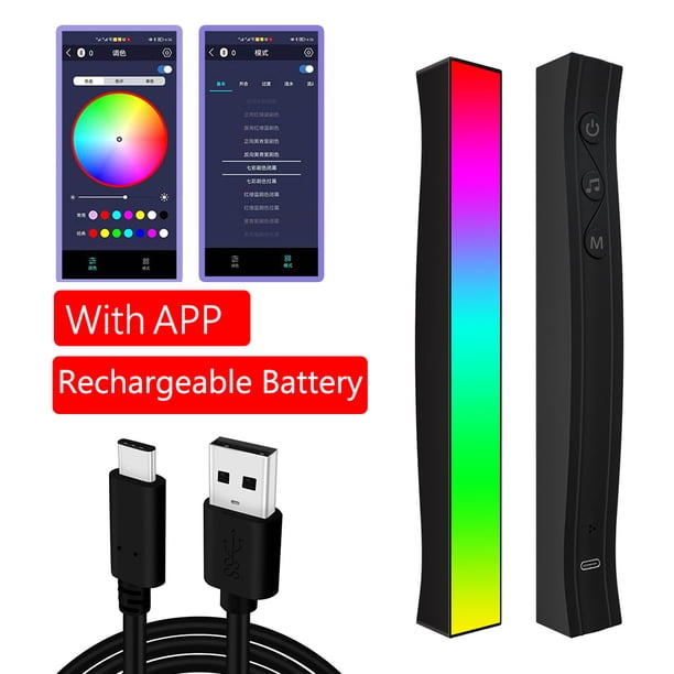 Barra de luz de control de aplicación activada por voz RGB Temporización de escritorio Tira de lámpara LED ambiental