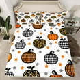 thumbnail image 2 of Feelyou Plaid Pumpkin Twin Sheet Sets, Cartoon Stars Print Twin Fitted Sheet, Western Harvest Flat Sheet, Super Cozy Room Decor, 3 Piece, 2 of 7